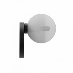 Lámpara / aplique de pared de metal negro con bola de cristal es una pieza moderna y minimalista.