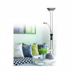 lámpara de pie LED con USB Alari níquel es una lámpara de pie elegante y funcional