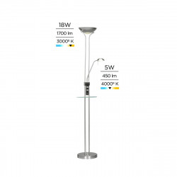 lámpara de pie LED con USB Alari níquel es una lámpara de pie elegante y funcional