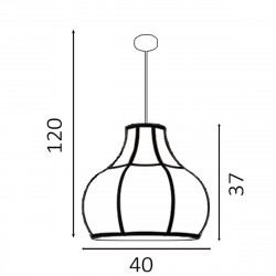 Lámpara de techo colgante Ø 40 cm, serie Urano, con forma de gota combinado en dos tonos del tejido Urano.