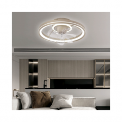 El ventilador de techo con luz de la colección Tom Champán es un modelo moderno y elegante que combina funcionalidad y estilo.