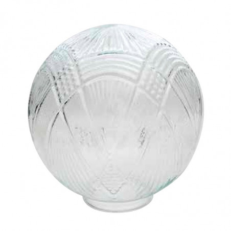 Bola de cristal transparente con relieves, Ø 14 cm boca 8 cm con greipa.